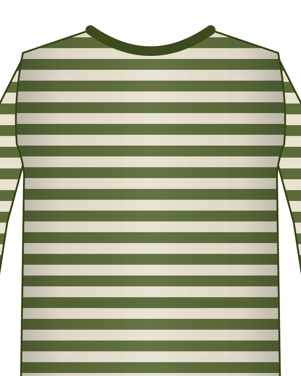 Everyday Long Sleeve in Olive stripe, close-up of the collar and chest