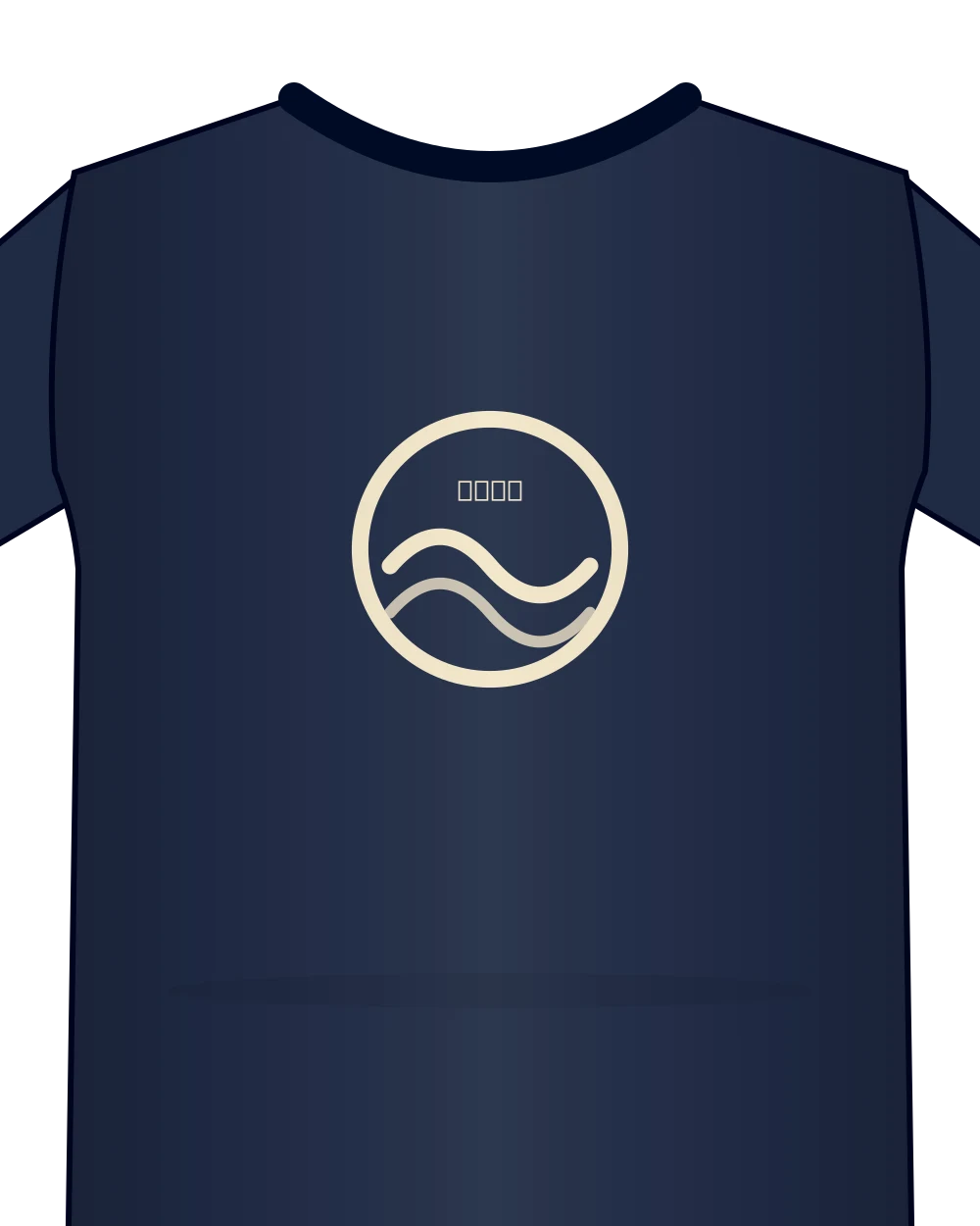 Wave Logo Tee in Navy, close-up of the collar and chest